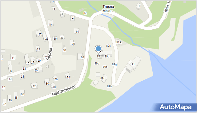 Tresna, Nad Jeziorem, 89, mapa Tresna