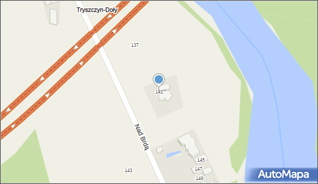 Tryszczyn, Nad Brdą, 141, mapa Tryszczyn