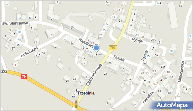 Trzebinia, Narutowicza Gabriela, 3, mapa Trzebinia