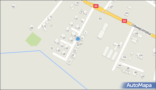 Tychy, Nad Potokiem, 21, mapa Tychów