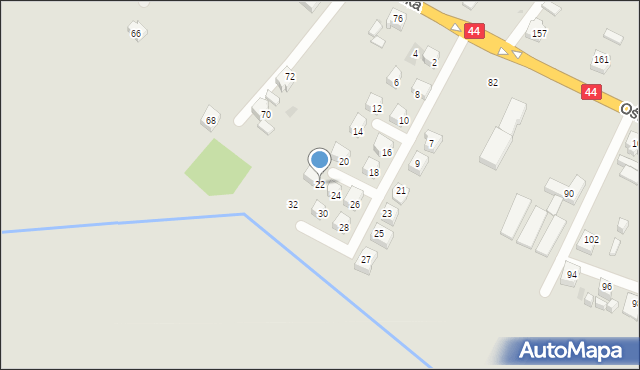 Tychy, Nad Potokiem, 22, mapa Tychów