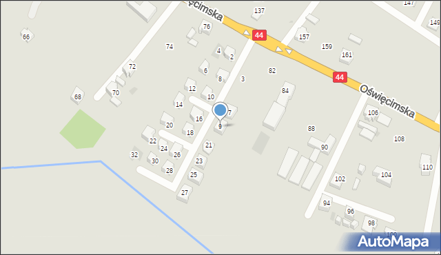 Tychy, Nad Potokiem, 9, mapa Tychów