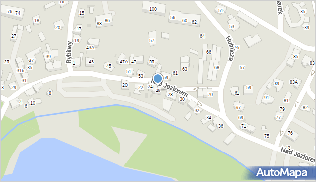 Tychy, Nad Jeziorem, 26, mapa Tychów