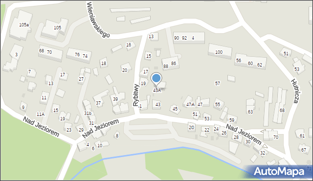 Tychy, Nad Jeziorem, 43A, mapa Tychów