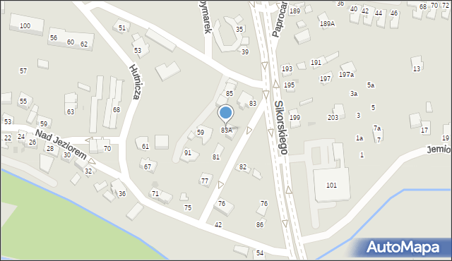 Tychy, Nad Jeziorem, 83A, mapa Tychów