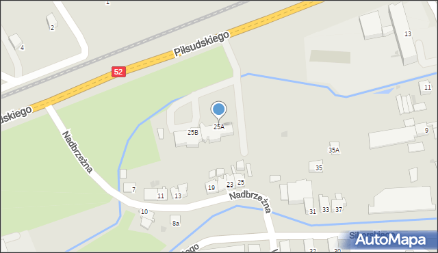 Wadowice, Nadbrzeżna, 25A, mapa Wadowice