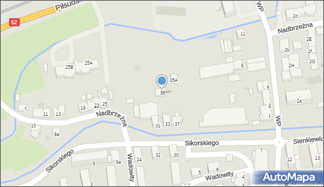 Wadowice, Nadbrzeżna, 35, mapa Wadowice