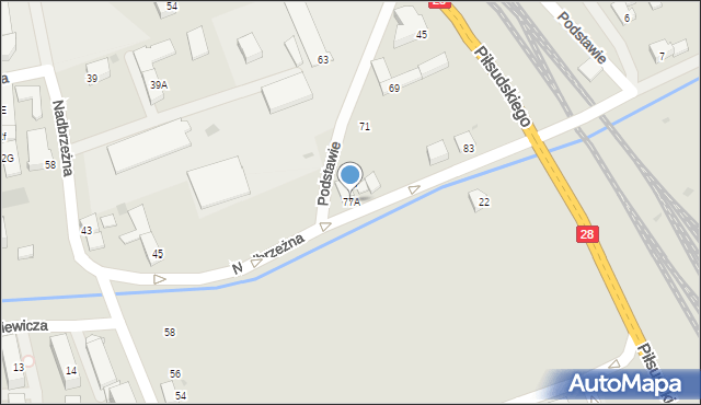 Wadowice, Nadbrzeżna, 77A, mapa Wadowice