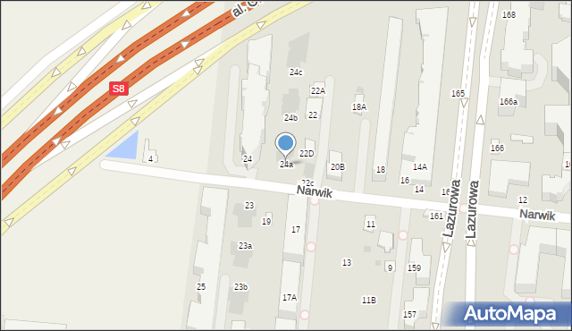 Warszawa, Narwik, 24a, mapa Warszawy