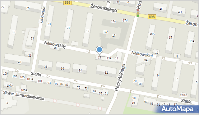 Warszawa, Nałkowskiej Zofii, 13, mapa Warszawy