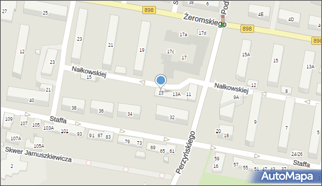 Warszawa, Nałkowskiej Zofii, 13, mapa Warszawy