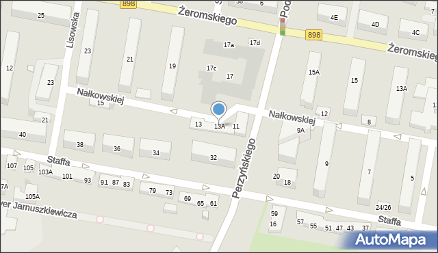 Warszawa, Nałkowskiej Zofii, 13A, mapa Warszawy