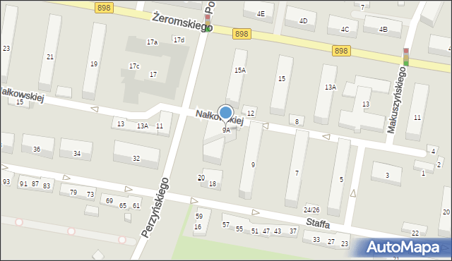 Warszawa, Nałkowskiej Zofii, 9A, mapa Warszawy