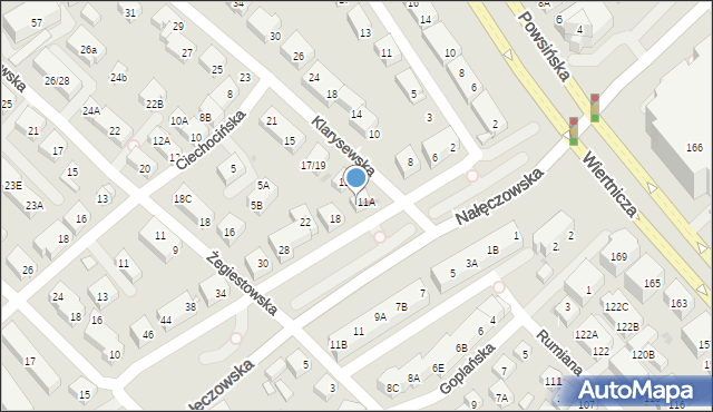 Warszawa, Nałęczowska, 16, mapa Warszawy