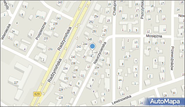 Warszawa, Nauczycielska, 17A, mapa Warszawy