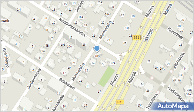 Warszawa, Naddnieprzańska, 18A, mapa Warszawy