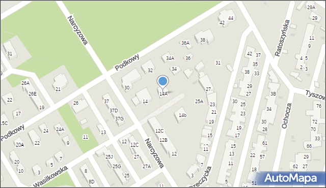 Warszawa, Narcyzowa, 14A, mapa Warszawy
