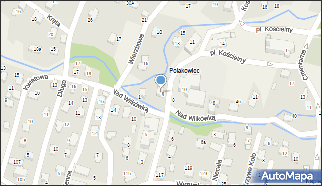 Wilkowice, Nad Wilkówką, 3, mapa Wilkowice