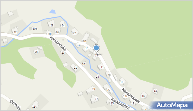 Wojcieszyce, Nasturcjowa, 13, mapa Wojcieszyce