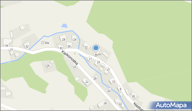 Wojcieszyce, Nasturcjowa, 20, mapa Wojcieszyce