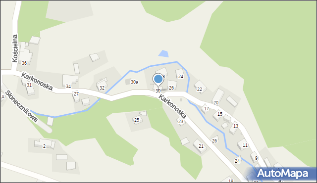 Wojcieszyce, Nasturcjowa, 30, mapa Wojcieszyce