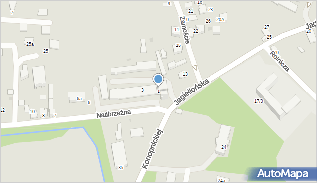 Wojnicz, Nadbrzeżna, 1, mapa Wojnicz