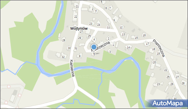 Wojtyniów, Nadrzeczna, 5, mapa Wojtyniów