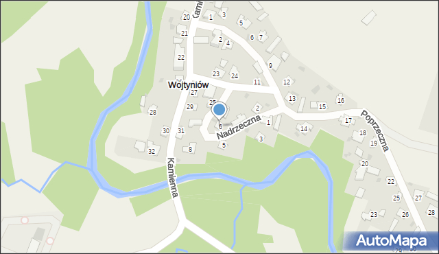 Wojtyniów, Nadrzeczna, 6, mapa Wojtyniów