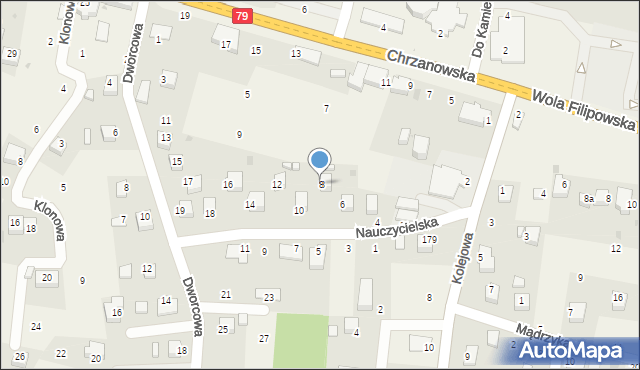 Wola Filipowska, Nauczycielska, 8, mapa Wola Filipowska