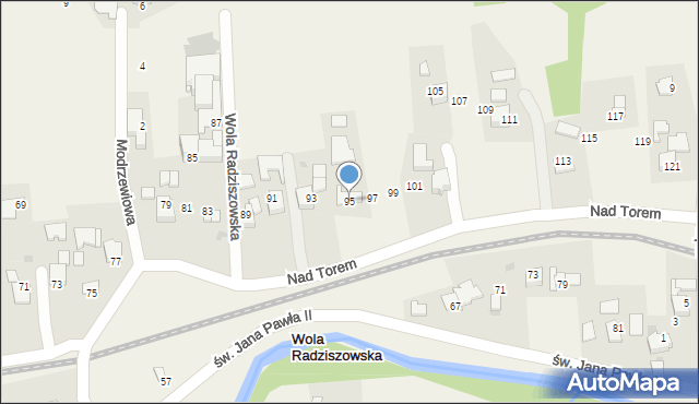 Wola Radziszowska, Nad Torem, 95, mapa Wola Radziszowska