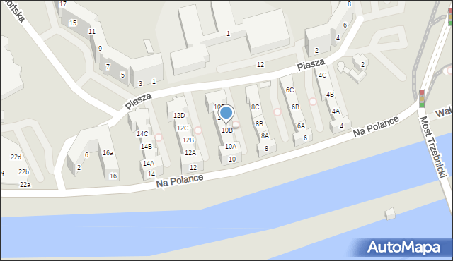 Wrocław, Na Polance, 10B, mapa Wrocławia