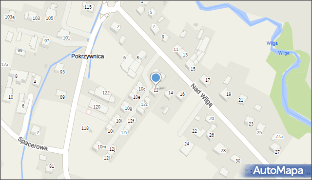 Wrząsowice, Nad Wilgą, 12, mapa Wrząsowice