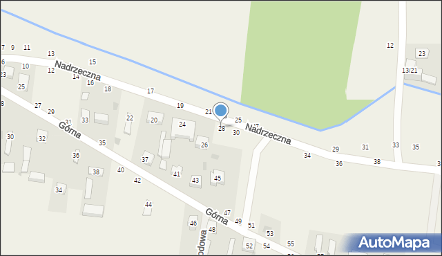 Zaborów Drugi, Nadrzeczna, 28, mapa Zaborów Drugi