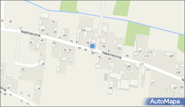 Zaborów Drugi, Nadrzeczna, 60, mapa Zaborów Drugi