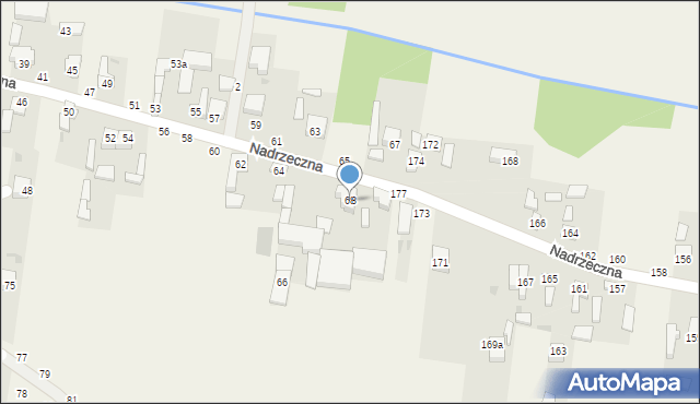 Zaborów Drugi, Nadrzeczna, 68, mapa Zaborów Drugi