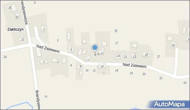 Zakliczyn, Nad Zalewem, 9, mapa Zakliczyn