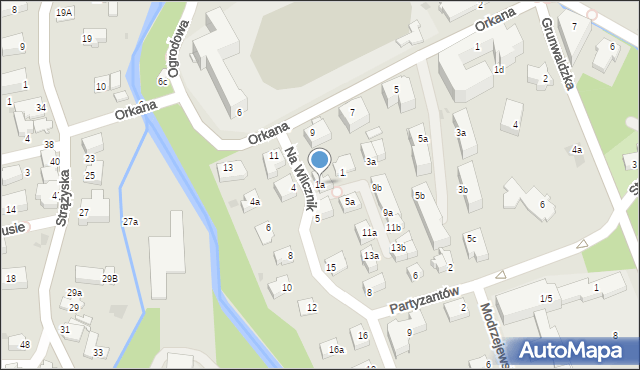 Zakopane, Na Wilcznik, 1a, mapa Zakopanego