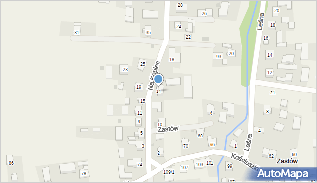 Zastów, Na Kopiec, 14, mapa Zastów