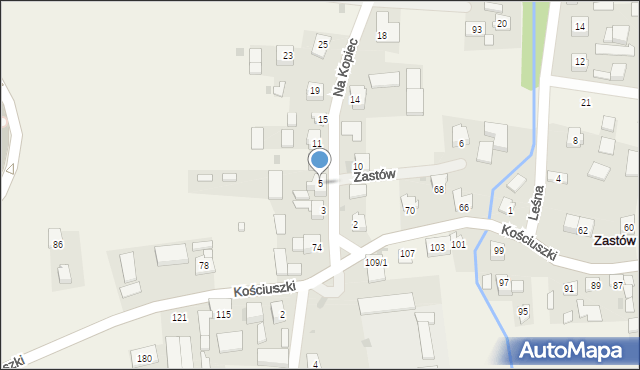 Zastów, Na Kopiec, 5, mapa Zastów