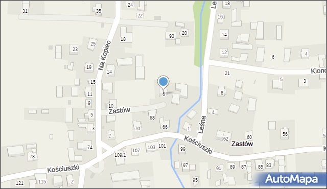 Zastów, Na Kopiec, 6, mapa Zastów