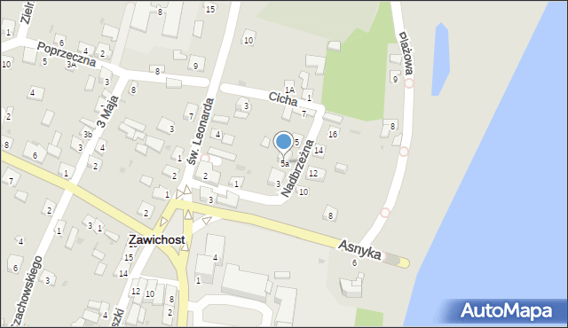 Zawichost, Nadbrzeżna, 5a, mapa Zawichost