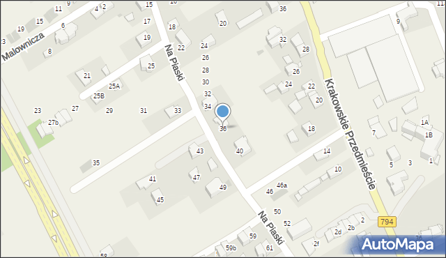 Zielonki, Na Piaski, 36, mapa Zielonki