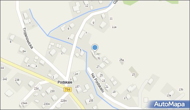 Zielonki, Na Podskalu, 33, mapa Zielonki