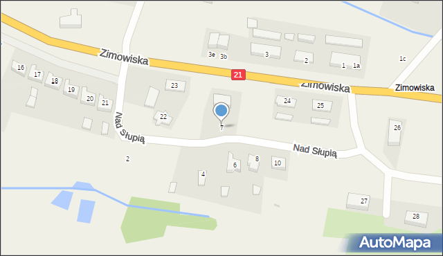 Zimowiska, Nad Słupią, 7, mapa Zimowiska