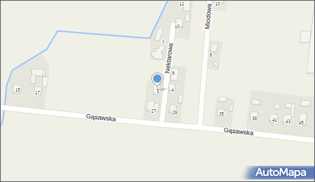 Gąsawy, Nektarowa, 3, mapa Gąsawy