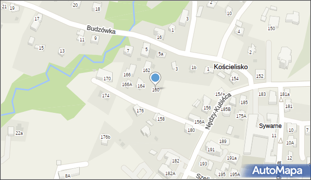 Kościelisko, Nędzy-Kubińca, 160, mapa Kościelisko