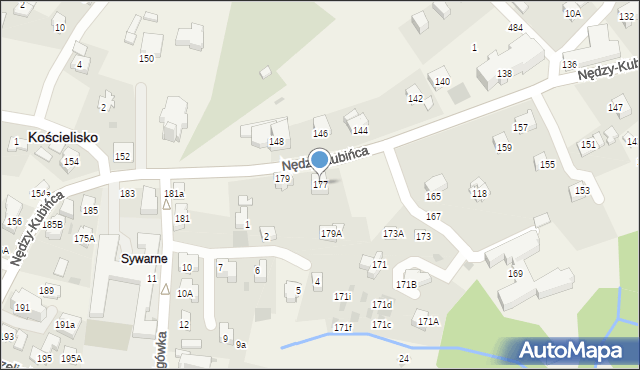 Kościelisko, Nędzy-Kubińca, 177, mapa Kościelisko