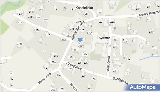 Kościelisko, Nędzy-Kubińca, 189, mapa Kościelisko