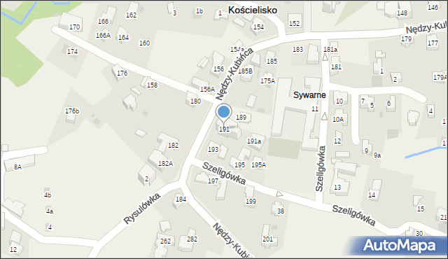 Kościelisko, Nędzy-Kubińca, 191, mapa Kościelisko