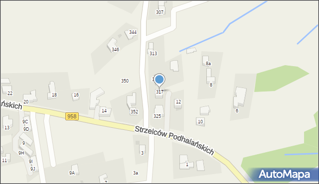 Kościelisko, Nędzy-Kubińca, 317, mapa Kościelisko